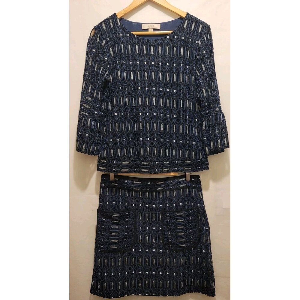 Loft Skirt Suit Embroidered Crochet